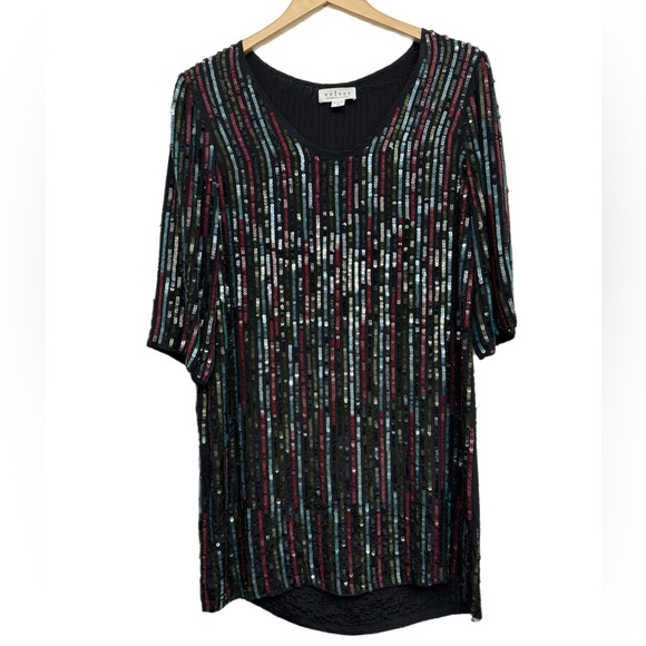 Anthro Velvet Graham & Spencer Black Sequin Tunic Dress NWOT - Picture 4 of 11